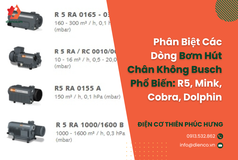 Phân Biệt Các Dòng Bơm Hút Chân Không Busch Phổ Biến: R5, Mink, Cobra, Dolphin