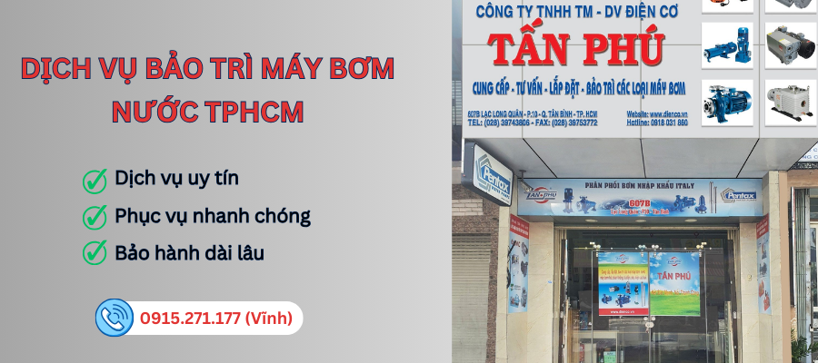 Dịch vụ bảo trì máy bơm nước TPHCM  - Điện Cơ Tấn Phú